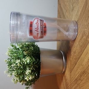 New Tim Hortons Cold Cup with Straw with Snowflake Pattern